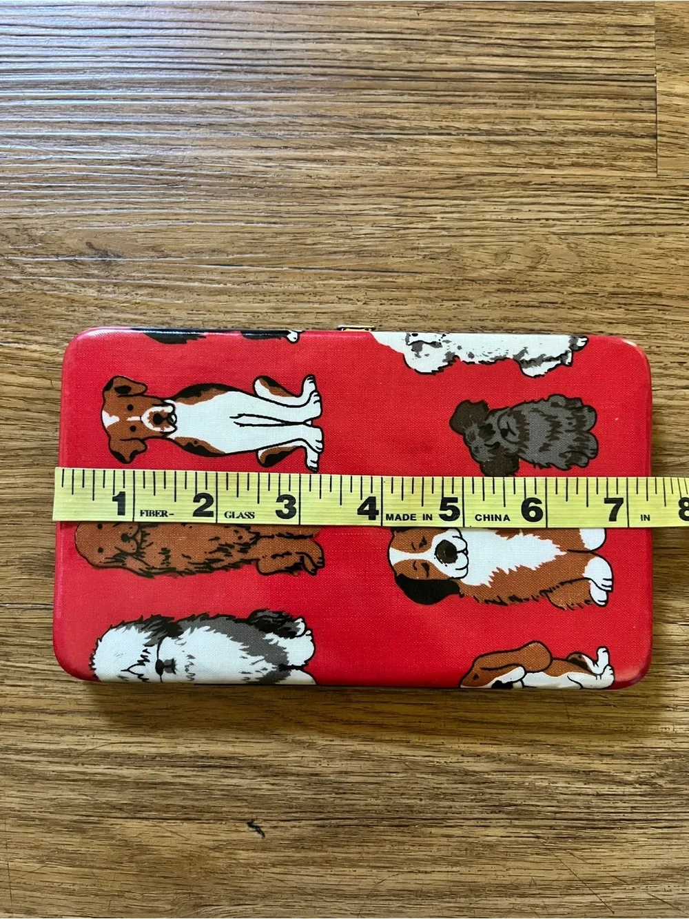 Vintage Y2K Statement Dog Printed Bi-fold Wallet Clutch Red Animal Print Retro